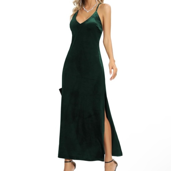Green Velvet Dress - Picture 1 of 5
